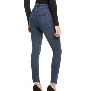 Good American Dark Wash High Rise Frayed Hem Ankle Skinny Jeans 31 15 Women’s